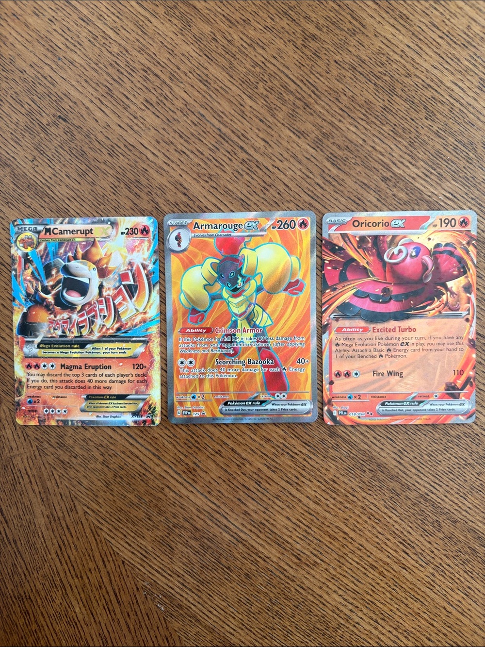 Pokémon Holo Fire-Type EX Cards - Set of 3